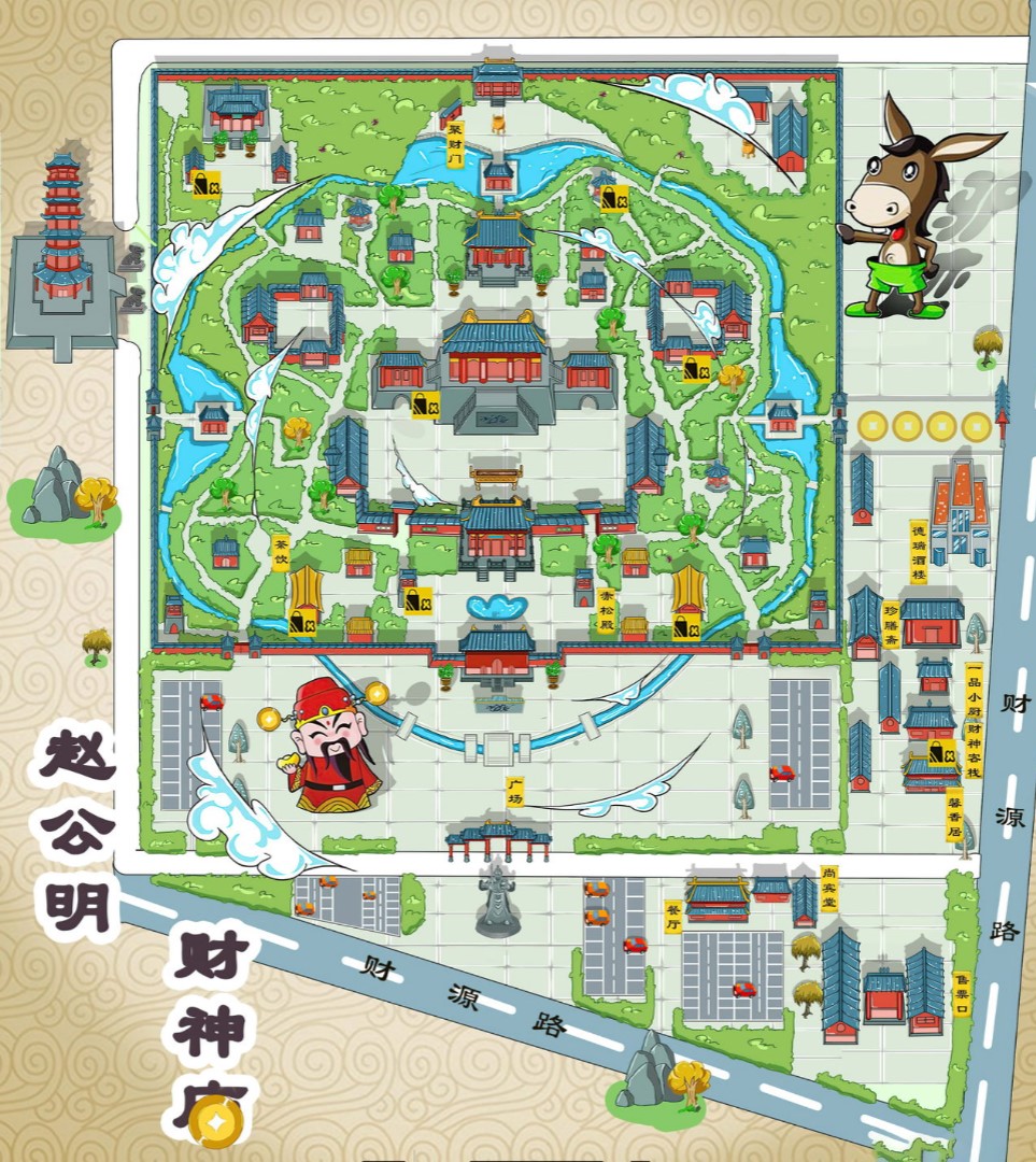渭南寺庙类手绘地图